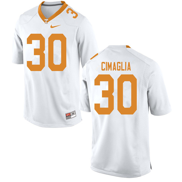 Men #30 Brent Cimaglia Tennessee Volunteers College Football Jerseys Sale-White